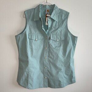 NWT Women's Carhartt Sleeveless top. Pearlized snaps, seamed bodice, size XL